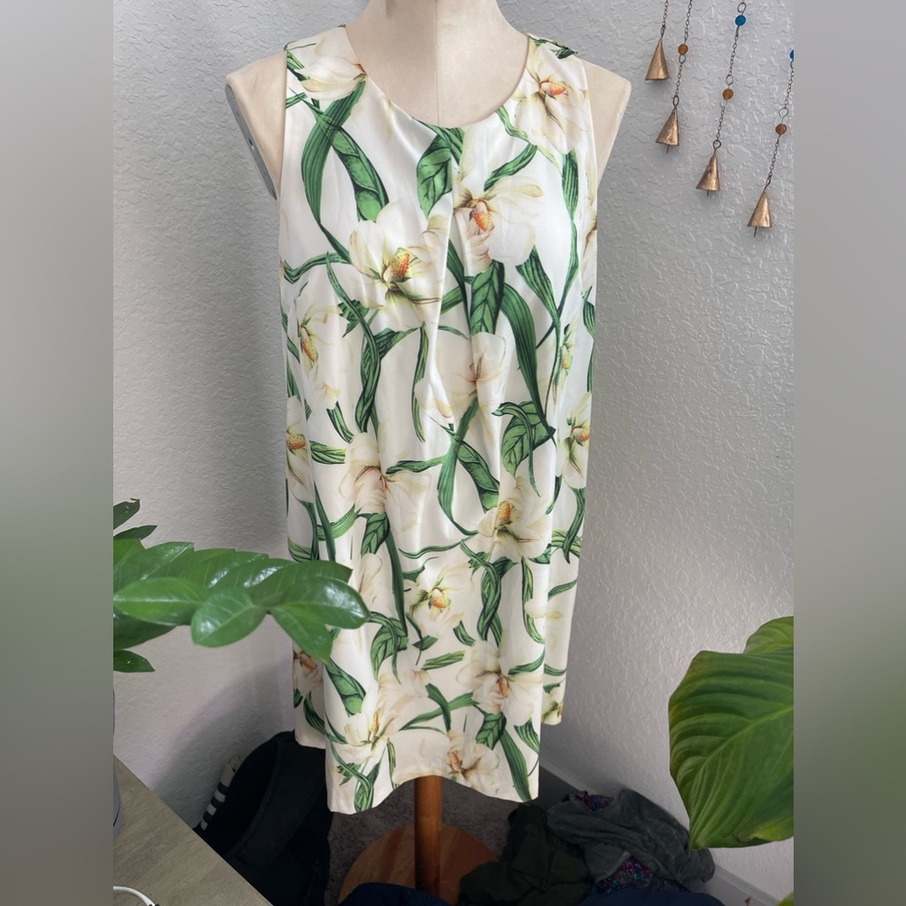 Ark & co dress , iris green and cream print